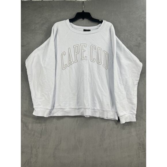 Free People Retro Brand Crew Classic Cape Cod Sweatshirt Size Large Blue - Picture 1 of 8